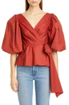 JOHANNA ORTIZ STRETCH POPLIN WRAP TOP,B1078A