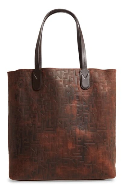 Longchamp Essential Embossed Leather North/south Tote In Tobacco