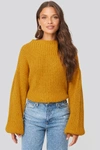 NA-KD BALLOON SLEEVE KNITTED SWEATER TEST - YELLOW