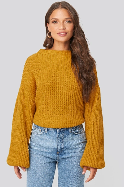 Na-kd Balloon Sleeve Knitted Sweater Test - Yellow In Mustard