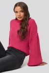 NA-KD BALLOON SLEEVE KNITTED SWEATER TEST - PINK