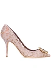 Dolce & Gabbana Rainbow Lace 60mm Brooch-detail Pumps In Pink