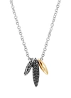 JOHN HARDY 'CLASSIC CHAIN' MIX GEMSTONE 18K GOLD SILVER SPEAR PENDANT NECKLACE
