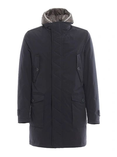 Herno Matte Blue Water Repellent Padded Coat