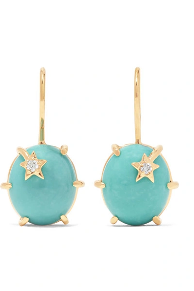 Andrea Fohrman Mini Galaxy 18-karat Gold, Turquoise And Diamond Earrings