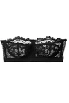 Else Petunia Stretch-mesh And Corded Lace Underwired Strapless Balconette Bra In Black