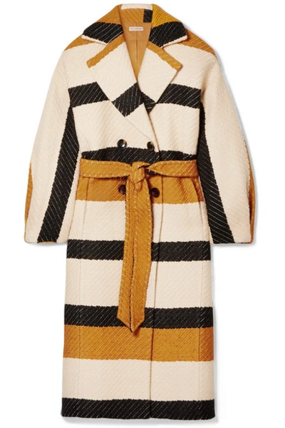 Ulla Johnson Lawson Double-breasted Striped Woven Coat In Neutral