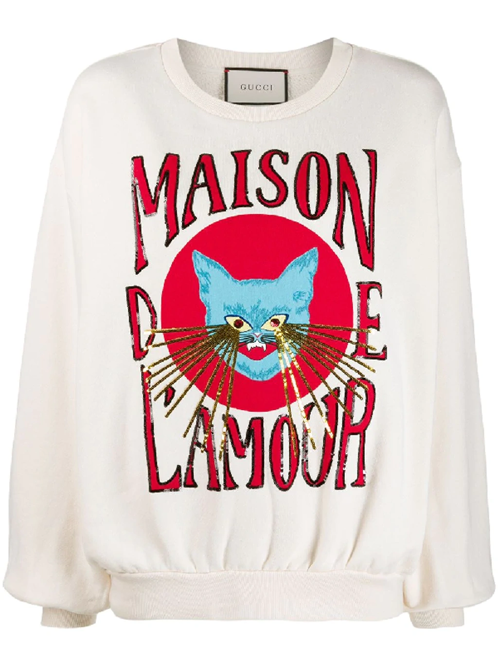 Gucci Maison De L'amour Sequined Sweatshirt In 9230 Beige Gucci Maison De L'amour Sequined Sweatshirt In 9230 Beige