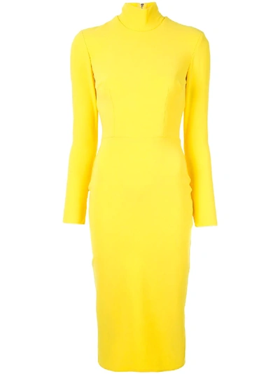 Alex Perry Mason-stretch Crepe Turtleneck Midi Dress In Yellow