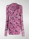 Isabel Marant Jisola Ruched Printed Jersey Mini Dress In Pkbu Pink Blue