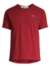 Comme Des Garçons Play Embroidered Heart Patch Tee In Burgundy