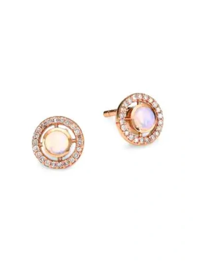 Astley Clarke 14k Rose Gold, White Opal & Diamond Mini Stud Earrings