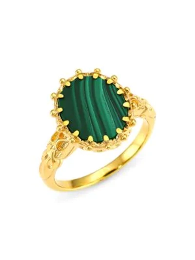 Astley Clarke 18k Yellow Gold Vermeil & Malachite Large Floris Ring