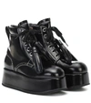 MARNI PATENT LEATHER PLATFORM ANKLE BOOTS,P00409137