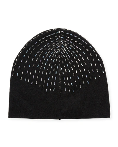 Joan Vass Beaded Beanie Hat In Black