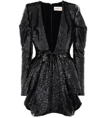 Alexandre Vauthier Draped Sequined Chiffon Mini Dress In Black