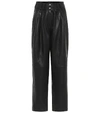 BALMAIN HIGH-RISE LEATHER STRAIGHT trousers,P00406597