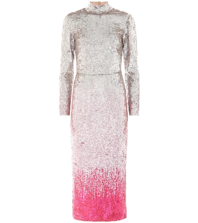Temperley London Opia Open-back Dégradé Sequined Stretch-crepe Midi Dress In Pink