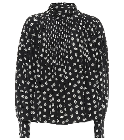 Isabel Marant Candice Floral-print Silk Blouse In Fant Nero