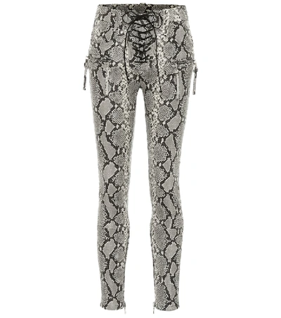 Ben Taverniti Unravel Project Snake-effect Leather Trousers In Grey