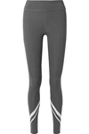 Tory Sport Melange Side-pocket Chevron Leggings In Dark Gray