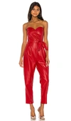 KENDALL + KYLIE KENDALL + KYLIE BIANCA VEGAN LEATHER JUMPSUIT IN RED.,KENR-WC6
