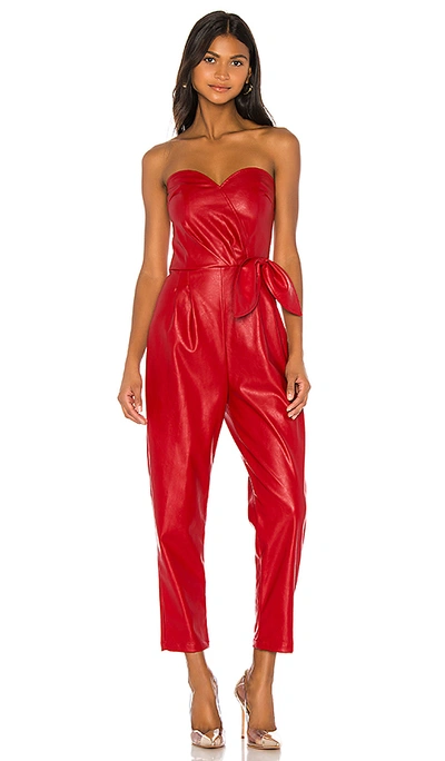 Kendall + Kylie Bianca Vegan Leather Jumpsuit In Red. In Melrose Red