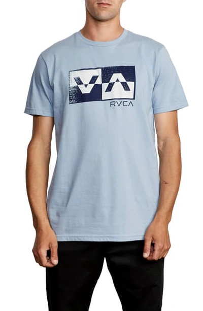 Rvca Random Box Logo Graphic T-shirt In Dusty Blue