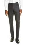 CANALI FLAT FRONT SOLID STRETCH WOOL BLEND TROUSERS,EU02187111740521