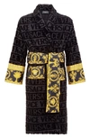 Versace Black I Heart Baroque Bath Robe In Black