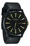 NIXON 'THE SENTRY' LEATHER STRAP WATCH, 42MM,A105147