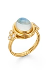 Temple St Clair Temple St. Clair Classic Oval Ring With Diamonds In Yellow Gold/ Blue Moonstone
