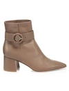 Gianvito Rossi Buckle Leather Ankle Boots In Malt