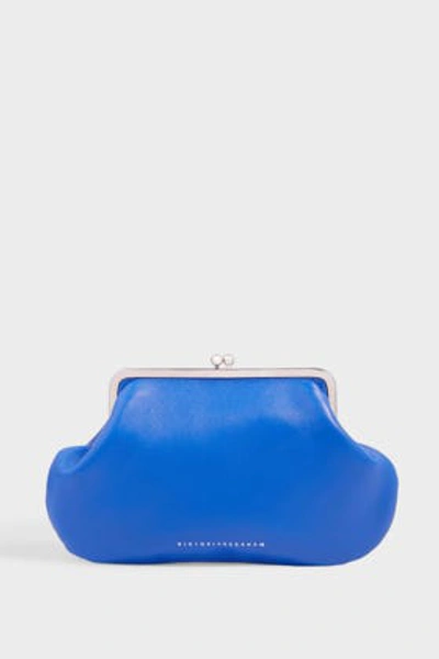 Victoria Beckham Leather Pocket Clutch In Blue