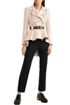 ALEXANDER MCQUEEN ALEXANDER MCQUEEN WOMAN LEATHER PEPLUM BIKER JACKET PASTEL PINK,3074457345620742011