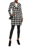 BALMAIN BALMAIN WOMAN DOUBLE-BREASTED HOUNDSTOOTH WOOL-BLEND TWEED COAT BLACK,3074457345620540253