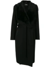 Mackage Sybil Shearling-trimmed Wrap Coat In Black