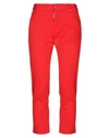 DSQUARED2 DSQUARED2 WOMAN CROPPED PANTS RED SIZE 12 COTTON, ELASTANE, POLYESTER,42761693UE 10
