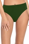 Robin Piccone Ava High Waist Bikini Bottoms In Palm Green