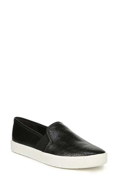 Vince Blair 5 Snake-effect Leather Slip-on Sneakers In Black Smooth