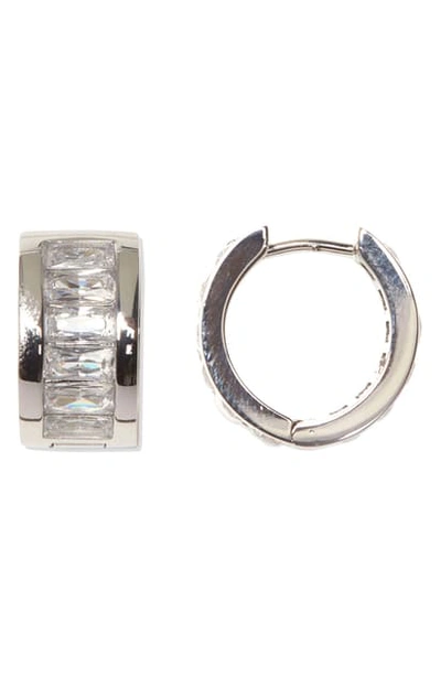 Vince Camuto Crystal Huggie Hoop Earrings In Silver
