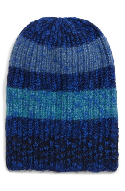 Free People Cozy In Stripes Beanie In Navy