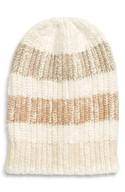 Free People Cozy In Stripes Beanie In Ivory