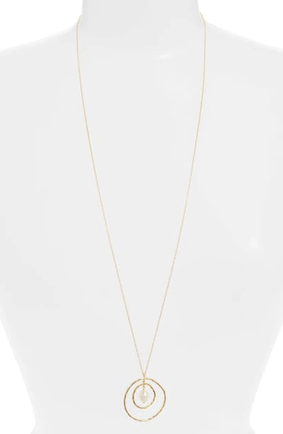 Argento Vivo G-pearl Circle Pendant In Gold