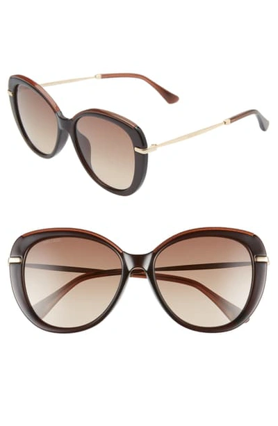 Jimmy Choo Phebe 56mm Special Fit Butterfly Sunglasses In Brown/ Brown Gradient