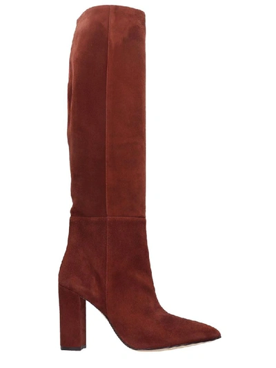 Paris Texas High Heels Boots In Brown Suede In White