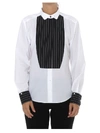 Dolce & Gabbana Paneled Pinstriped Cotton-poplin Shirt In White