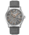 BULOVA MEN'S AUTOMATIC WILTON GRAY LEATHER STRAP WATCH 43MM