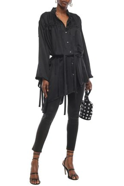 Ann Demeulemeester Woman Asymmetric Gathered Mousseline Shirt Black