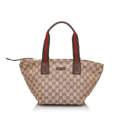 Gucci Gg Canvas Web Handbag In Brown